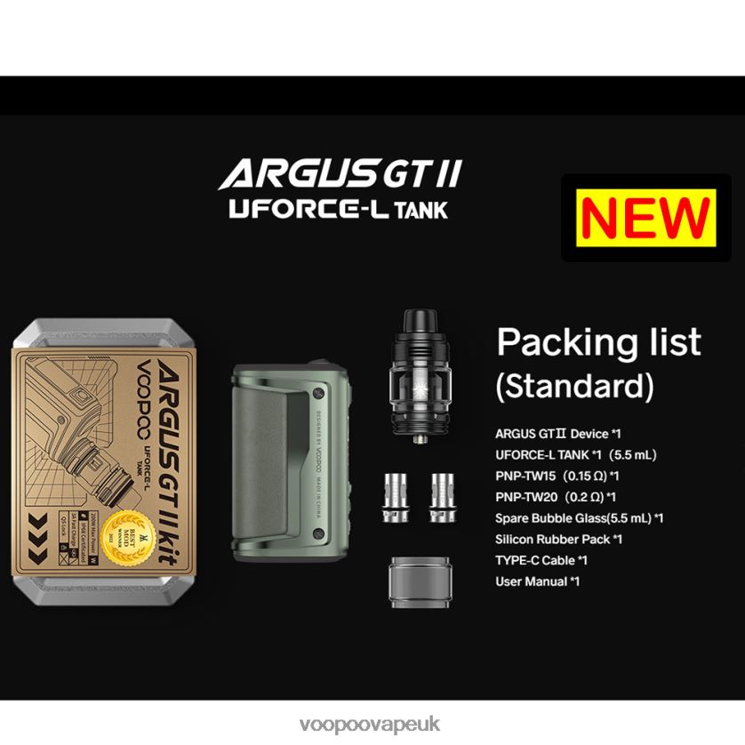 VOOPOO UK - VOOPOO ARGUS GT II Tank Kit Graphite 4PF6021